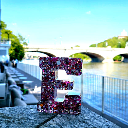LETTERA GLITTER ROSA