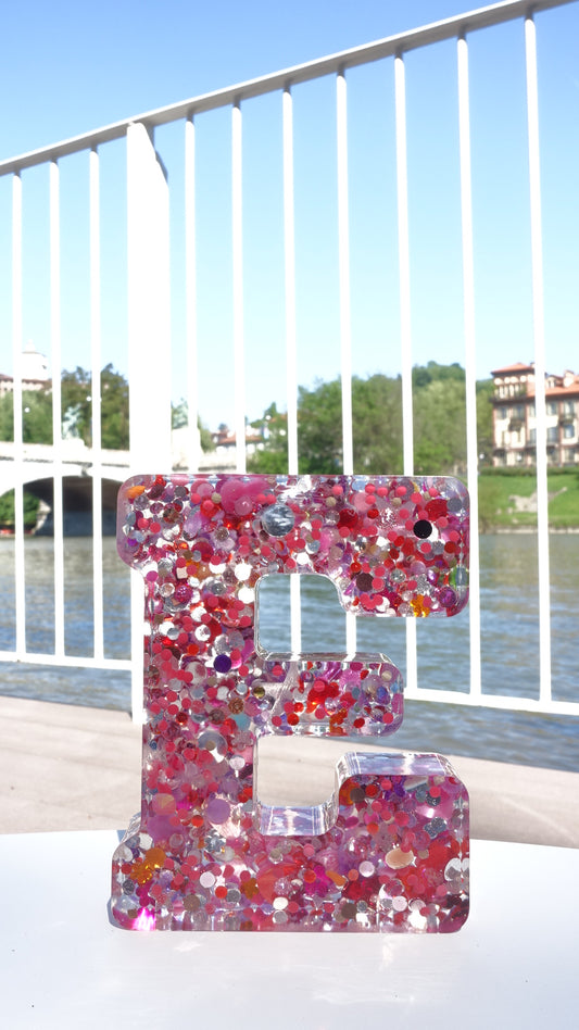 LETTERA GLITTER ROSA